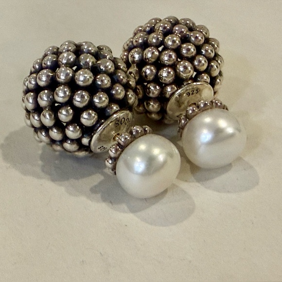 LAGOS Signature Caviar Pearl Front-Back Stud Earrings - Picture 4 of 6